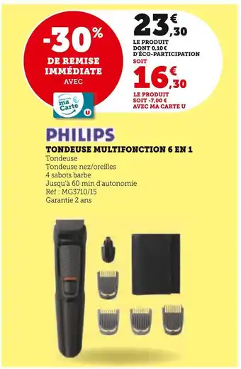 Hyper U Philips tondeuse multifonction 6 en 1 offre