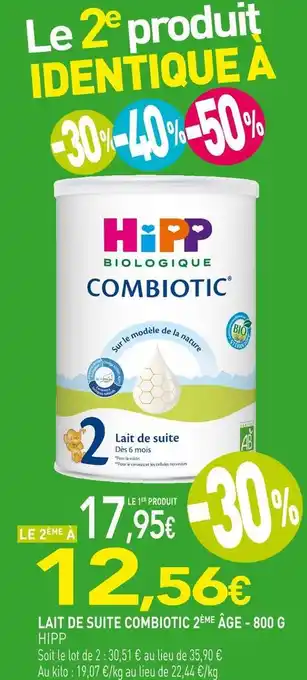 naturéO Hipp lait de suite combiotic 2ème âge - 800 g offre