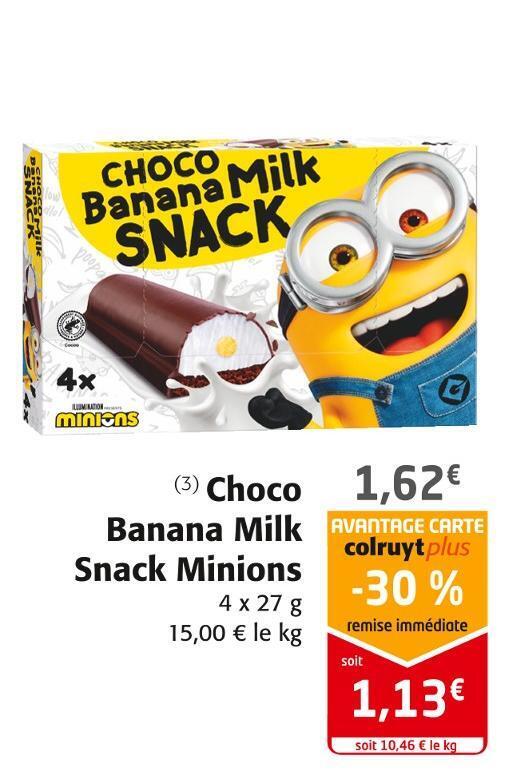 Colruyt Choco banana milk snack minions offre
