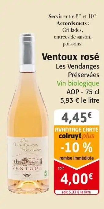 Colruyt Les vendanges préservées ventoux rosé offre