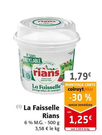 Colruyt Rians la faisselle offre