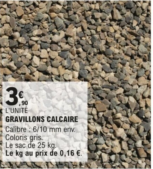 Promo GRAVILLONS CALCAIRE chez E.Leclerc Brico