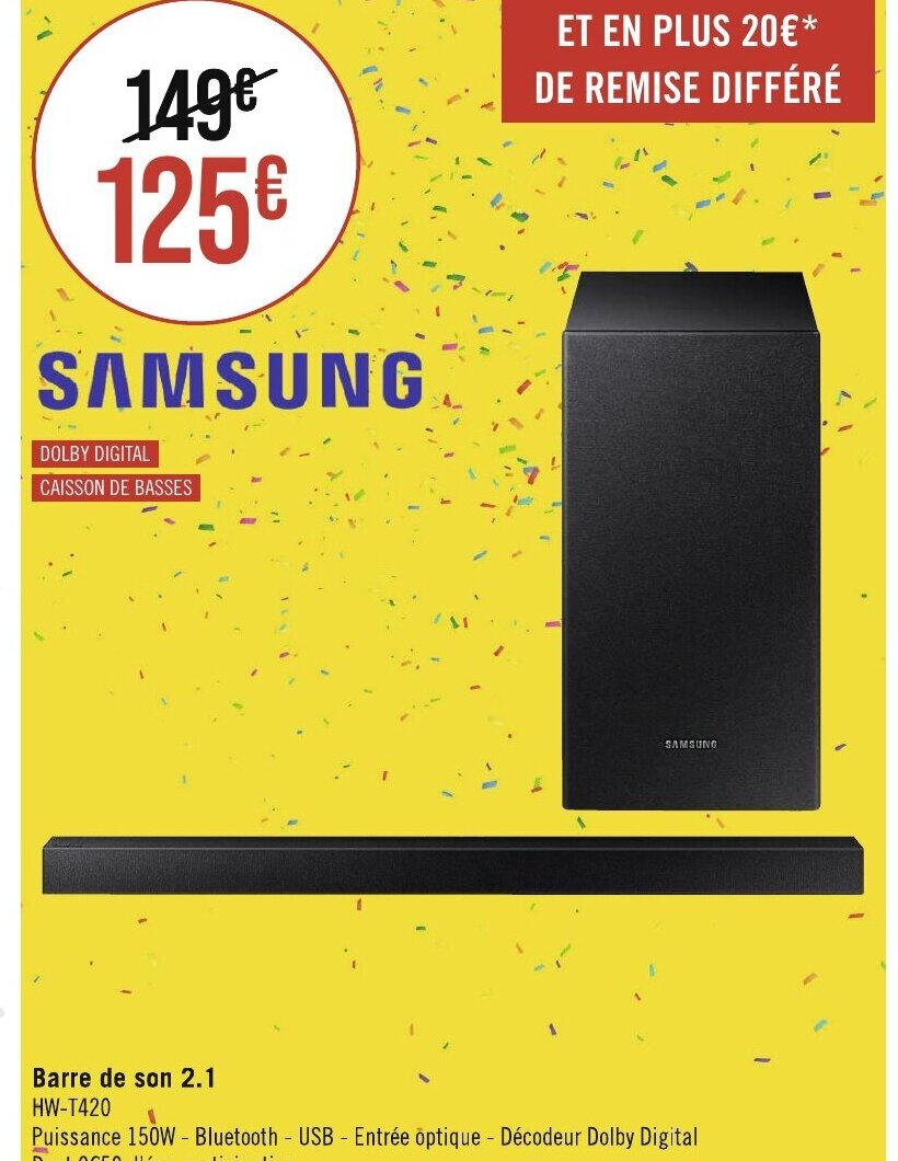 Géant Casino Barre de son 2.1 HW-T420 offre