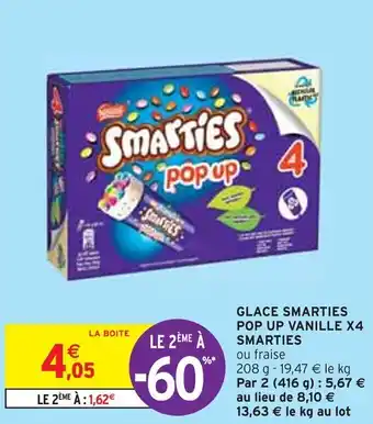GLACE SMARTIES POP UP VANILLE X4 SMARTIES ou fraise