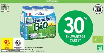 Intermarché LAIT BIO DEMI-ÉCRÉMÉ GRANDLAIT offre