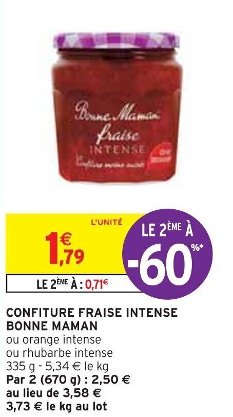 Intermarché CONFITURE FRAISE INTENSE BONNE MAMAN offre
