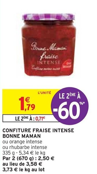 Intermarché CONFITURE FRAISE INTENSE BONNE MAMAN offre
