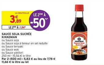 Intermarché SAUCE SOJA SUCRÉE KIKKOMAN offre