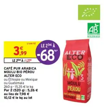 Intermarché CAFE ARABICA MOULU PEROU offre