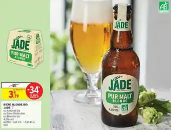 Intermarché BIÈRE BLONDE BIO JADE offre