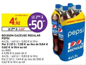 Intermarché BOISSON GAZEUSE REGULAR PEPSI offre
