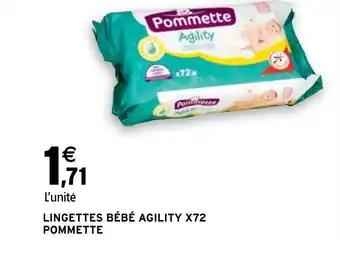 Intermarché Hyper LINGETTES BÉBÉ AGILITY X72 POMMETTE offre