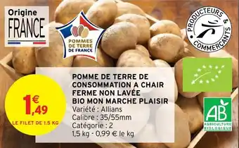 Intermarché Hyper POMME DE TERRE DE CONSOMMATION A CHAIR FERME NON LAVÉE offre