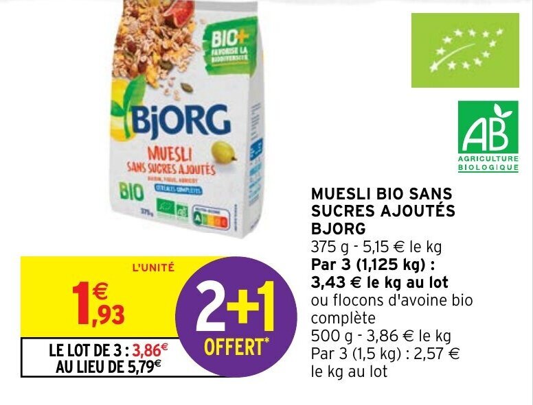 Promo MUESLI SANS SUCRES AJOUTES chez Intermarché Hyper
