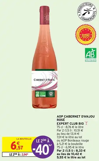 Intermarché Hyper AOP CABERNET D'ANJOU ROSÉ EXPERT CLUB BIO offre