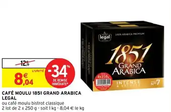 Intermarché Hyper CAFÉ MOULU 1851 GRAND ARABICA LEGAL offre