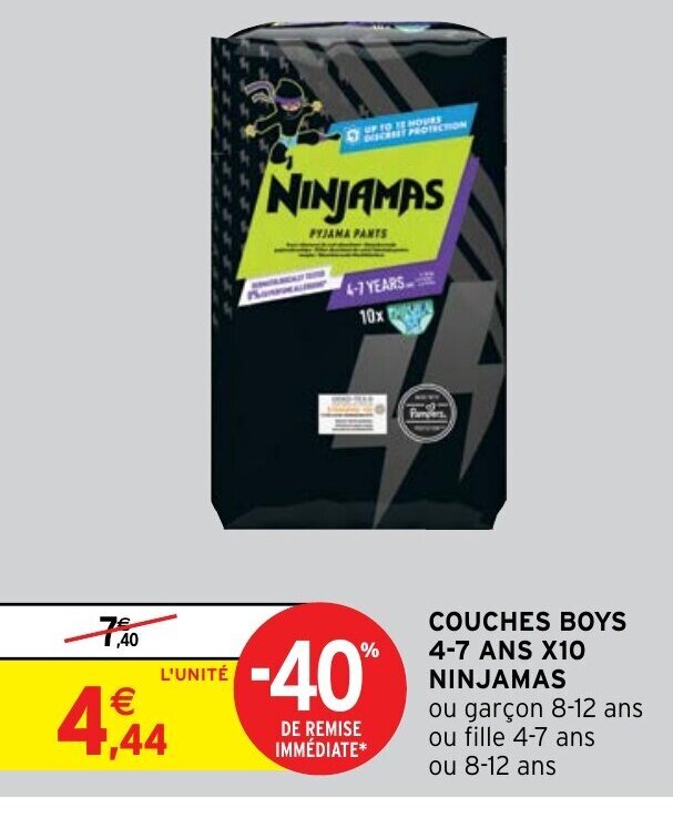 Intermarché Hyper COUCHES BOYS 4-7 ANS X10 NINJAMAS offre