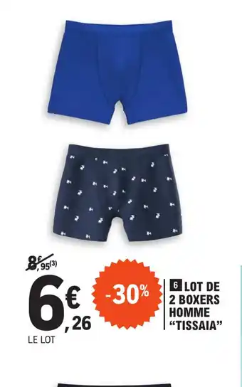 E.Leclerc 6 LOT DE 2 BOXERS HOMME "TISSAIA" offre