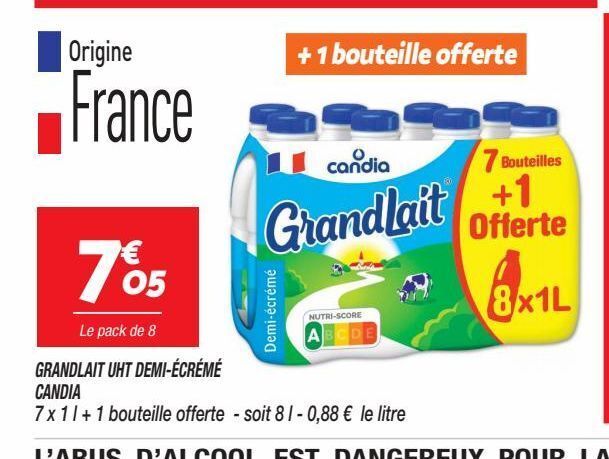 Netto Grandlait uht demi-écrémé lait candia offre