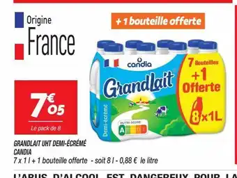Grandlait uht demi-écrémé lait candia