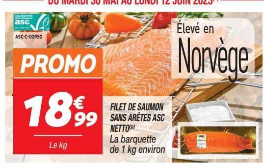 Netto Filets de saumon sans aretes asc netto offre