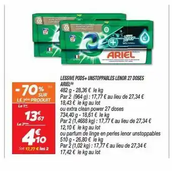 Netto Lessive pods+ unstoppables lenor 27 doses ariel offre