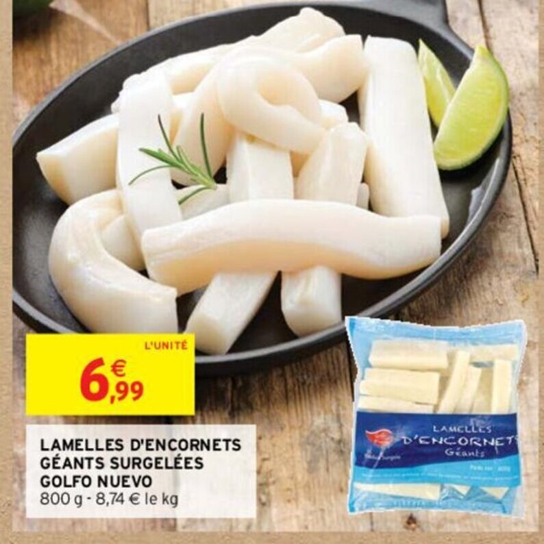 Promo LAMELLES D'ENCORNETS GÉANTS SURGELÉES chez Intermarché