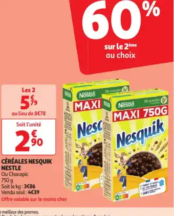 Auchan CÉRÉALES NESQUIK NESTLE Ou Chocapic 750 g offre