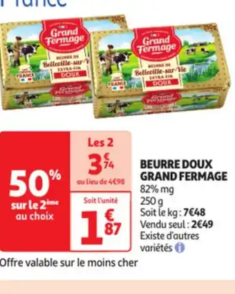 Auchan BEURRE DOUX GRAND FERMAGE offre