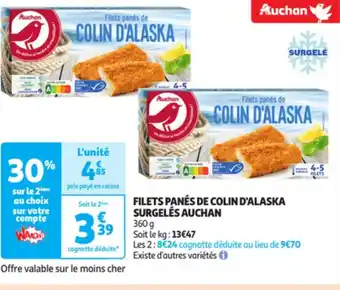 Auchan FILETS PANÉS DE COLIN D'ALASKA SURGELÉS AUCHAN offre