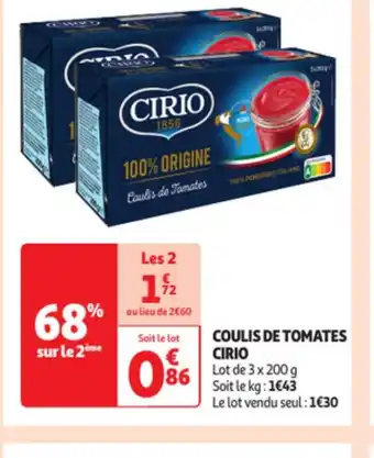 Auchan COULIS DE TOMATES CIRIO offre