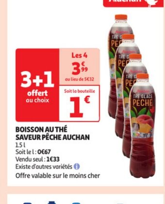 Auchan BOISSON AU THÉ SAVEUR PÊCHE AUCHAN offre