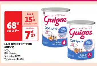 Auchan LAIT JUNIOR OPTIPRO GUIGOZ offre