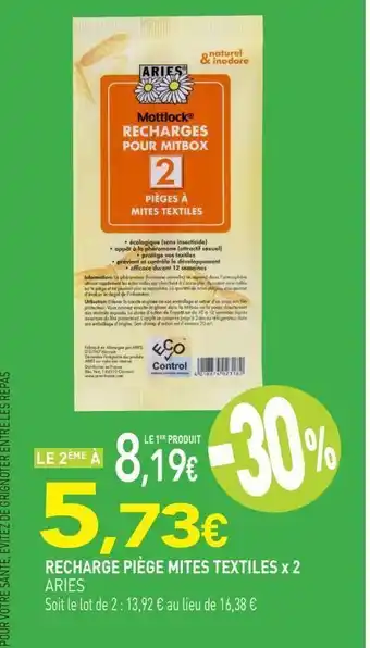 naturéO Recharge piège mites textiles x2 offre