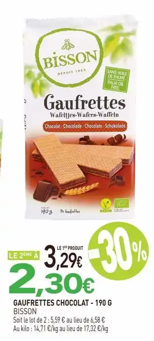 naturéO Gaufres chocolat 190g offre