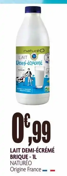 Lait demi-écrémé brique 1l