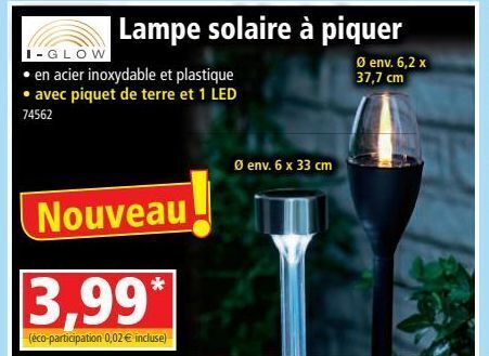 Norma Lampe solaire à piquer offre
