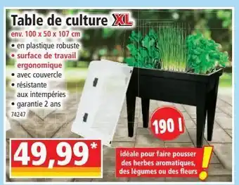 Norma Table de culture xl offre