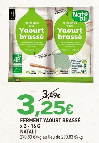 naturéO Ferment yaourt brassé x 2 16g natali offre