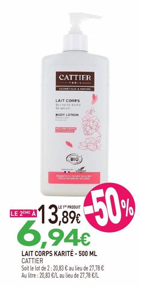 naturéO Lait corps karité 500ml offre