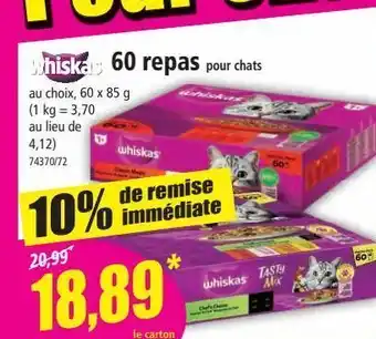 60 repas pour chats whiskas