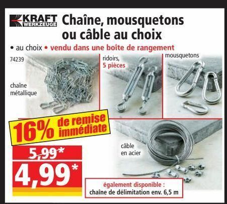 Norma Chaine, mouquetons ou cable au choix offre