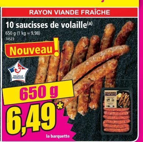 Norma 10 saucisses de volaille offre