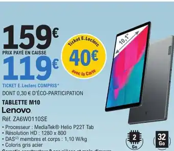 E.Leclerc TABLETTE M10 Lenovo offre