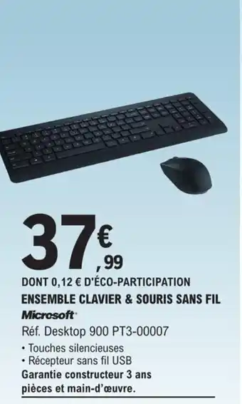 E.Leclerc ENSEMBLE CLAVIER & SOURIS SANS FIL Microsoft offre