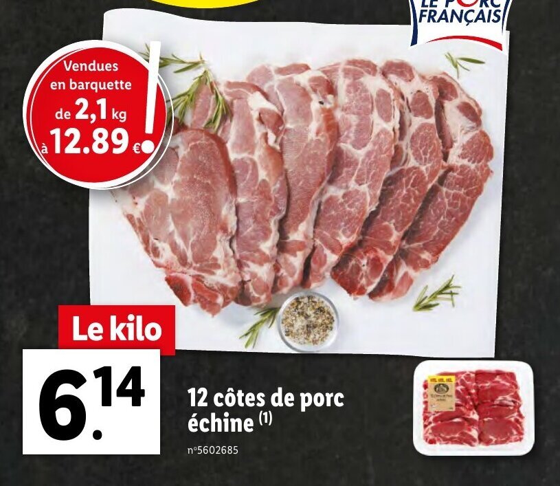 Lidl 12 côtes de porc offre