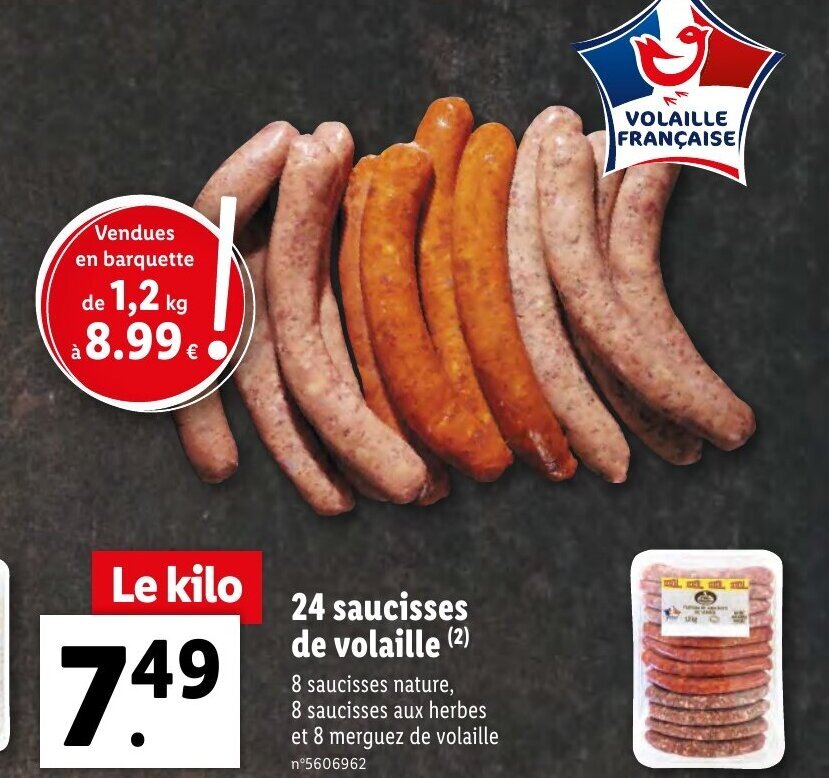 Lidl 24 saucisses de volaille (2) offre