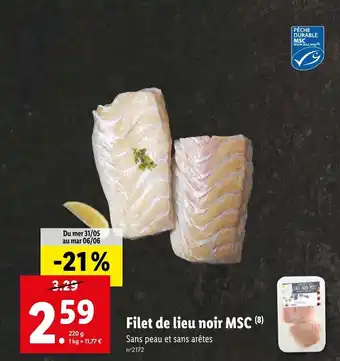 Lidl Filet de lieu noir MSC (8) offre