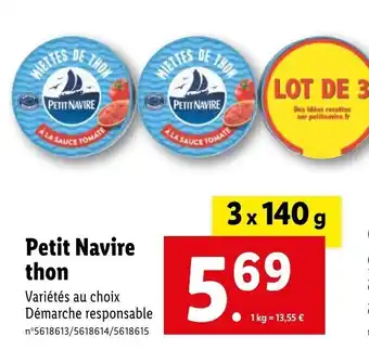 Lidl Petit Navire thon offre