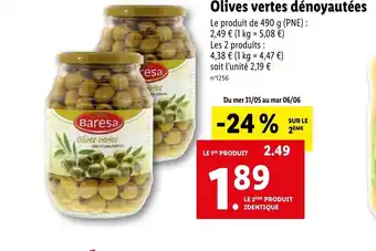 Olives vertes dénoyautées